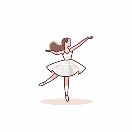 Ballet ballerina in a white tutu. Vector illustration.