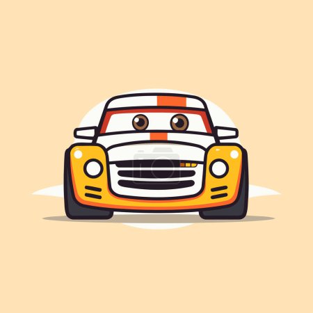 Ilustración de Lindo coche de carreras de dibujos animados. Ilustración vectorial en un estilo plano. - Imagen libre de derechos