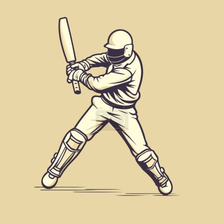 Illustration for Cricket player hitting a ball with bat. Vector illustration. - Royalty Free Image