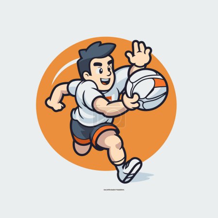 Illustration for Rugby player action cartoon sport graphic vector.&#xA; - Royalty Free Image
