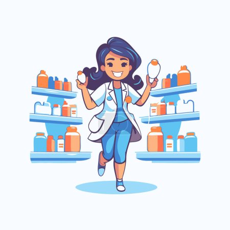 Illustration for Vector cartoon illustration of woman in a beauty salon. Body care. - Royalty Free Image