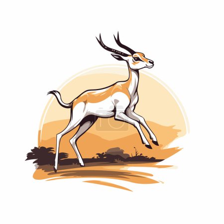 Téléchargez les illustrations : Gazelle. Une antilope africaine. Illustration vectorielle sur fond blanc - en licence libre de droit