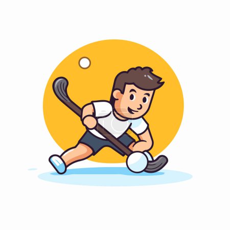 Illustration for Hockey player with stick and puck. Vector illustration in cartoon style - Royalty Free Image