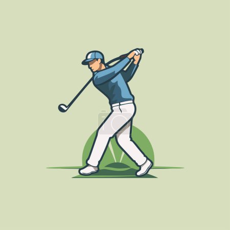 Ilustración de Golfista golpeando la pelota con un palo. Ilustración vectorial. - Imagen libre de derechos