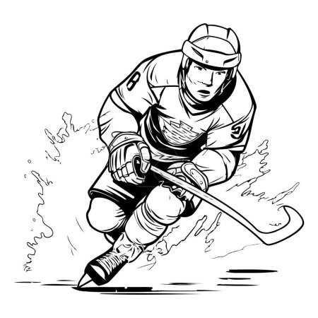 Illustration for Ice hockey player in action. Vector illustration ready for vinyl cutting. - Royalty Free Image