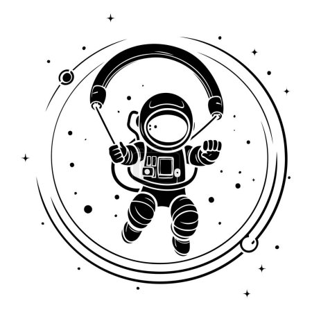 Illustration for Astronaut in space with parachute and helmet vector illustration graphic design - Royalty Free Image