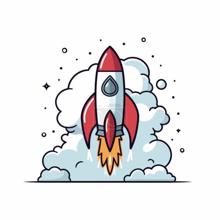 Téléchargez les illustrations : Icône de fusée. Illustration plate de l'icône de fusée icône vectorielle pour la conception web - en licence libre de droit