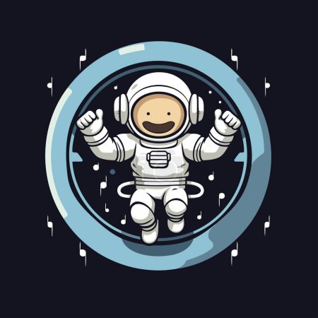 Téléchargez les illustrations : Astronaute dans l'espace. Illustration vectorielle sur fond sombre. - en licence libre de droit