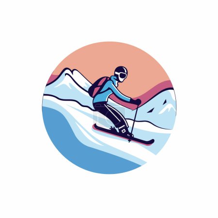 Téléchargez les illustrations : Skieur en montagne. Illustration vectorielle du skieur en montagne. - en licence libre de droit