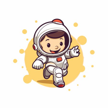 Illustration for Cute little astronaut on white background. Vector illustration. Cartoon style. - Royalty Free Image