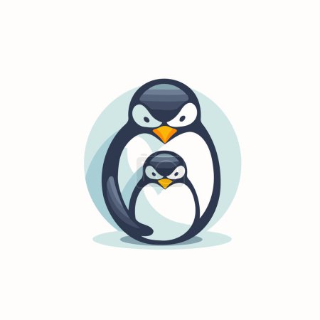 Ilustración de Lindo icono de pingüino. Ilustración vectorial de pingüino de dibujos animados. - Imagen libre de derechos