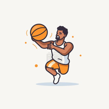 Illustration for Basketball player with ball. Vector illustration in doodle style - Royalty Free Image
