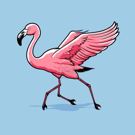 Téléchargez les illustrations : Oiseau flamant. Illustration vectorielle d'un oiseau flamant rose. - en licence libre de droit