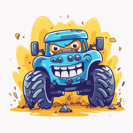 Ilustración de Camión monstruo de dibujos animados. Ilustración vectorial de un camión monstruo sobre un fondo blanco. - Imagen libre de derechos