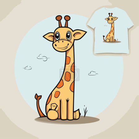Téléchargez les illustrations : Jolie girafe en T-shirt. Illustration vectorielle. - en licence libre de droit