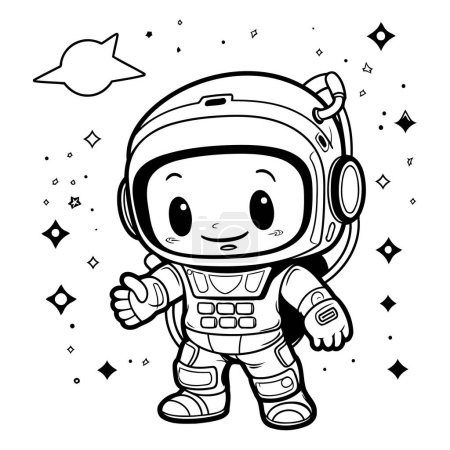 Illustration for Cute astronaut in spacesuit. Cartoon vector illustration for kids coloring book - Royalty Free Image
