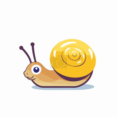 Illustration for Cute cartoon snail isolated on white background. Vector illustration in flat style. - Royalty Free Image