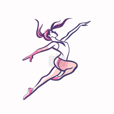Téléchargez les illustrations : Ballerine en saut. Illustration vectorielle isolée sur fond blanc. - en licence libre de droit