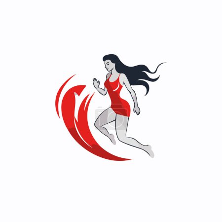 Illustration for Running woman. Vector illustration. Isolated on a white background. - Royalty Free Image