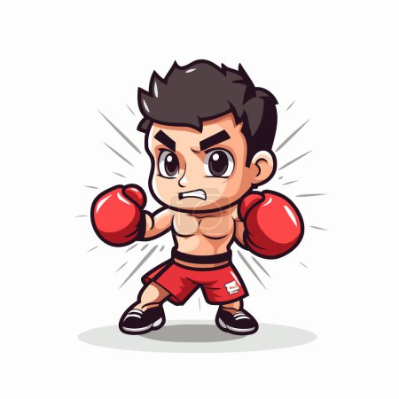 Illustration for Angry boxer cartoon theme vector art illustration. Isolated on white background. - Royalty Free Image