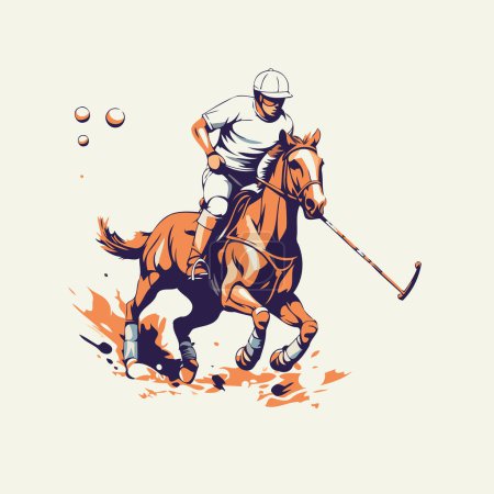 Illustration for Horse polo player with ball and jockey. vector illustration - Royalty Free Image