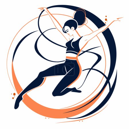 Téléchargez les illustrations : Femme athlétique sautant. illustration vectorielle sur fond blanc. - en licence libre de droit