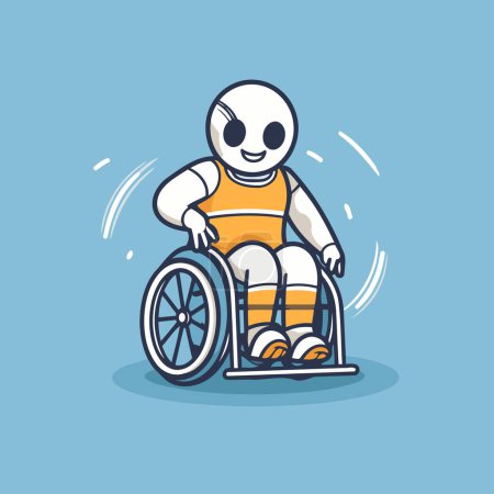 Téléchargez les illustrations : Homme handicapé en illustration vectorielle en fauteuil roulant. Caractère de bande dessinée avec handicap. - en licence libre de droit