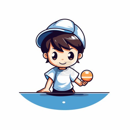 Illustration for Boy playing ping pong vector cartoon illustration isolated on white background. - Royalty Free Image