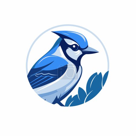 Illustration for Blue tit bird vector logo template. Vector illustration of a blue tit bird. - Royalty Free Image
