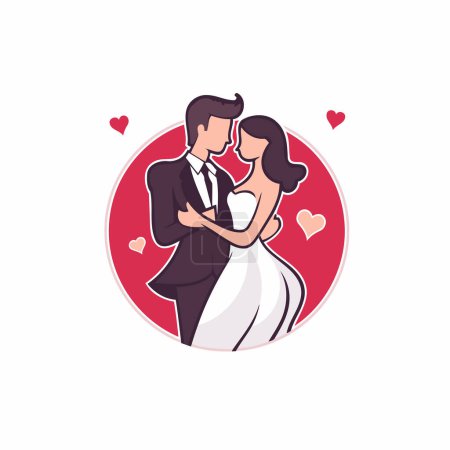 Illustration for Wedding couple in love. Vector illustration in flat style. - Royalty Free Image