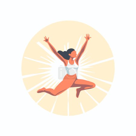 Téléchargez les illustrations : Jeune femme faisant du yoga sur fond blanc. Illustration vectorielle dans un style plat. - en licence libre de droit