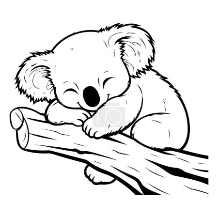 Ilustración de Lindo koala durmiendo en una rama de árbol. Ilustración vectorial. - Imagen libre de derechos