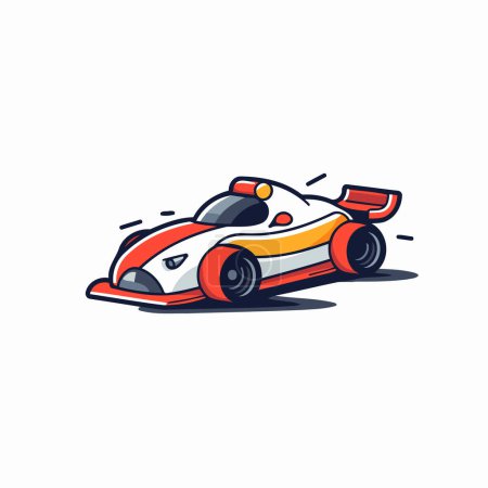 Téléchargez les illustrations : Icône de voiture de course dessin animé. Illustration vectorielle d'une voiture de course. - en licence libre de droit