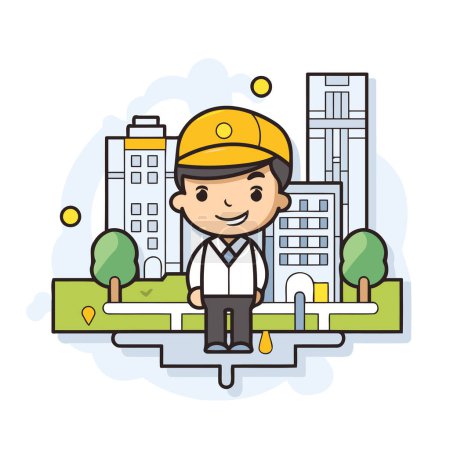Photo for Engineer design over cityscape background. vector illustration eps10 - Royalty Free Image