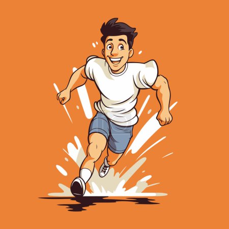 Illustration for Running man. Vector illustration of a man jogging isolated on orange background. - Royalty Free Image