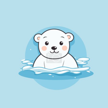 Ilustración de Lindo oso polar nadando en el agua. Dibujos animados vectoriales ilustración. - Imagen libre de derechos