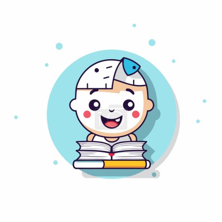 Illustration for Cute little boy with books. Vector illustration in cartoon style. - Royalty Free Image