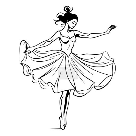 Téléchargez les illustrations : Belle ballerine en robe dansant. Illustration vectorielle. - en licence libre de droit