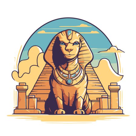 Ilustración de Esfinge egipcia en la antigua ciudad de Luxor. Ilustración vectorial - Imagen libre de derechos