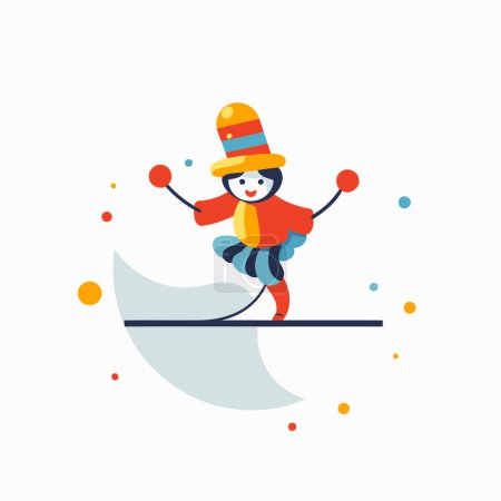 Téléchargez les illustrations : Joli petit garçon skiant sur un ski. illustration vectorielle plate. - en licence libre de droit