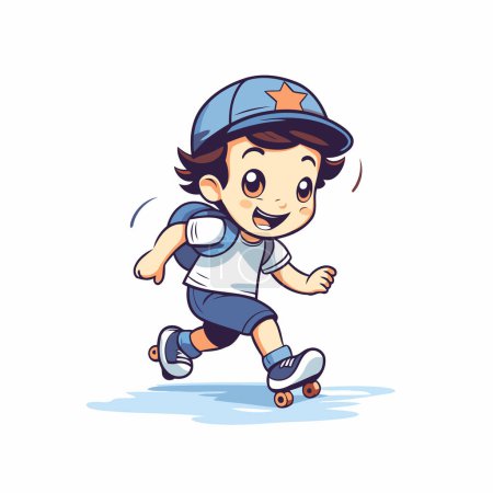 Illustration for Boy rollerblading on white background. Vector illustration for your design - Royalty Free Image