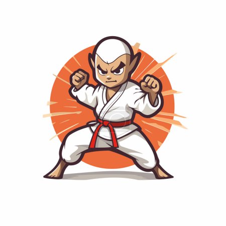 Illustration for Taekwondo fighter cartoon vector illustration. Martial arts sport. - Royalty Free Image