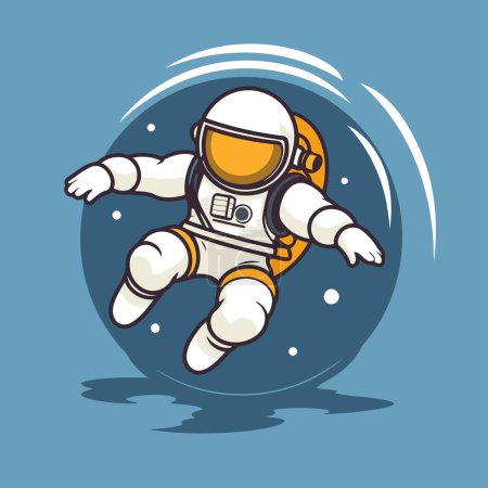 Téléchargez les illustrations : Un astronaute volant dans l'espace. Illustration vectorielle. Cartoon style. - en licence libre de droit
