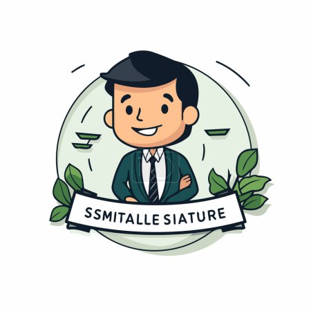 Garantie de satisfaction - Illustration vectorielle de bande dessinée sourire homme d'affaires