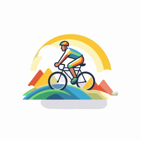 Téléchargez les illustrations : Modèle de conception de logo vectoriel cycliste. Cycliste sur la route. - en licence libre de droit