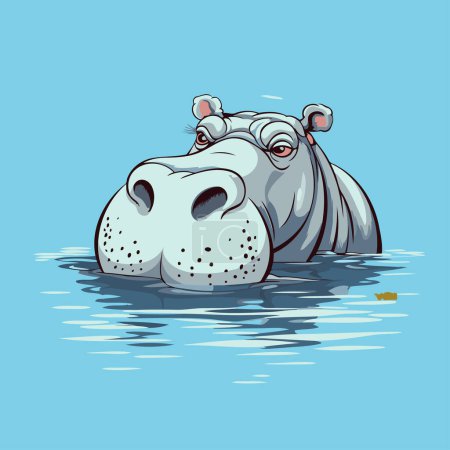 Illustration for Hippo in the water. Vector illustration of a hippo. - Royalty Free Image