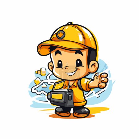 Illustration for Illustration of a Cute Little Miner Boy Pointing to Something - Royalty Free Image