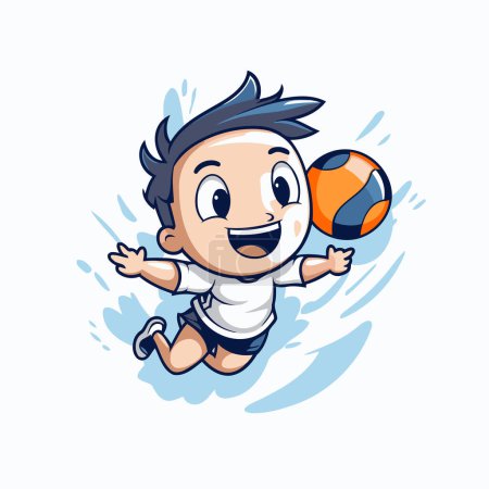 Illustration for Illustration of a Little Boy Playing Volleyball - Cartoon Character - Royalty Free Image