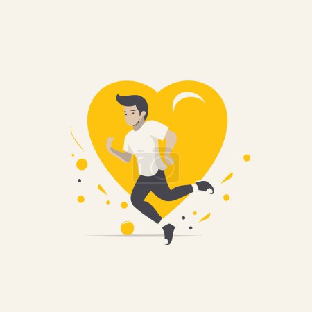 Illustration for Running man in a heart shape. Flat design. Vector illustration. - Royalty Free Image
