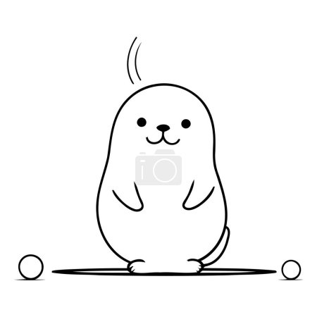 Téléchargez les illustrations : Joli hamster kawaii. Illustration vectorielle dessinée main. - en licence libre de droit